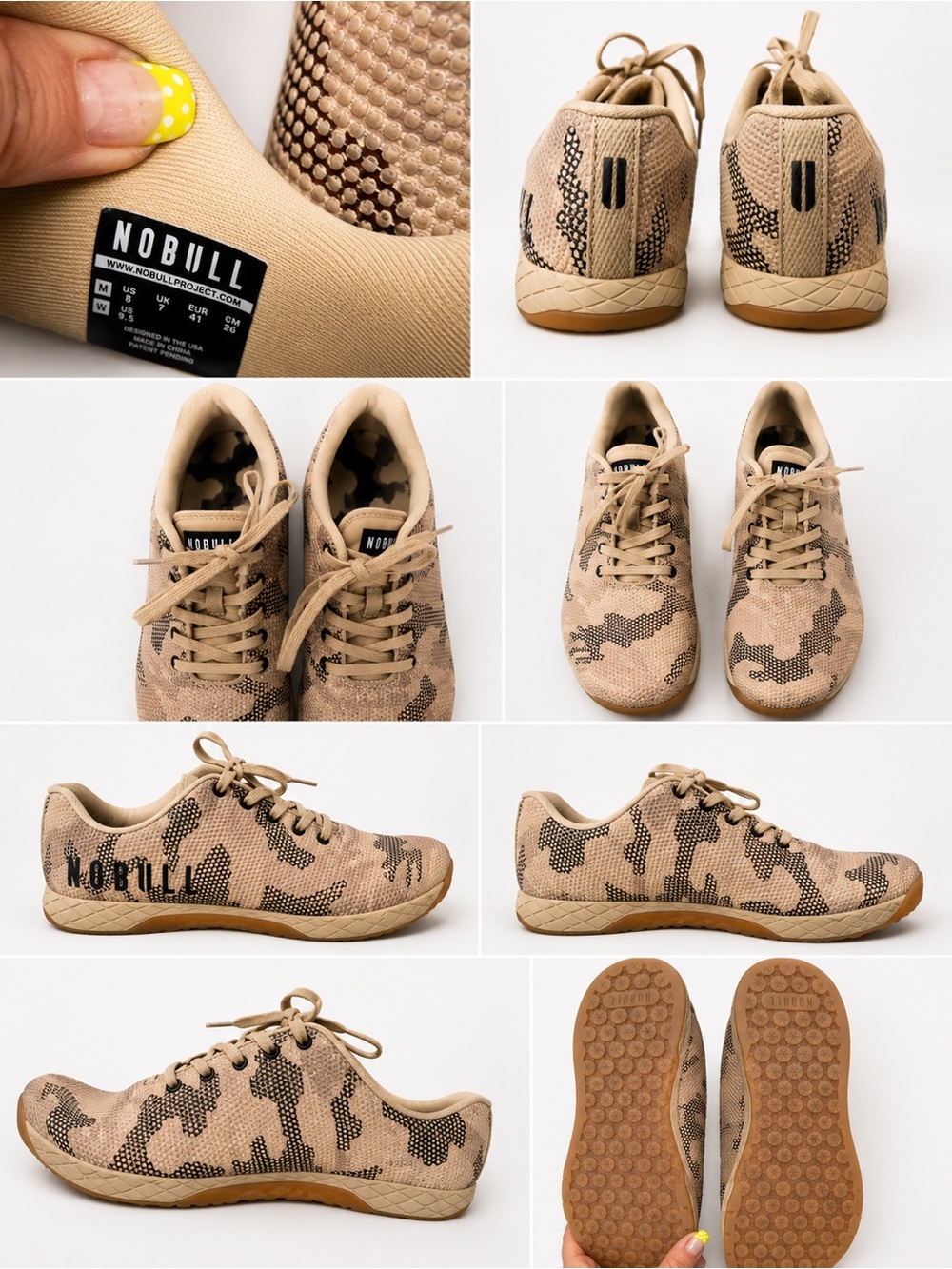 NOBULL Beige Camo Knit Trainer Sneakers 9.5 women 8 men